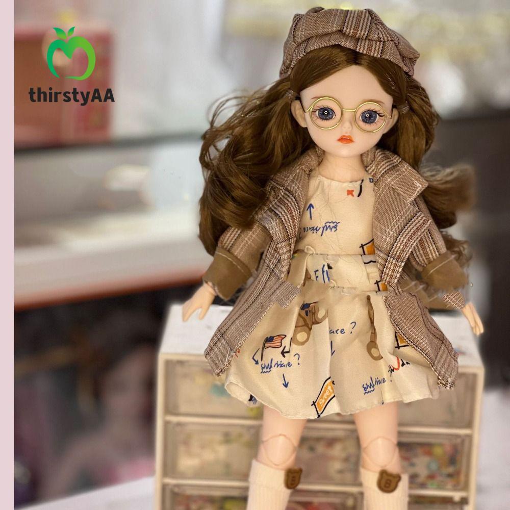 THIRSTYAA Big Eyes Princess BJD Doll, Movable Trang điểm Hàn Quốc Look 30cm Bjd Doll, DIY Dress-up T