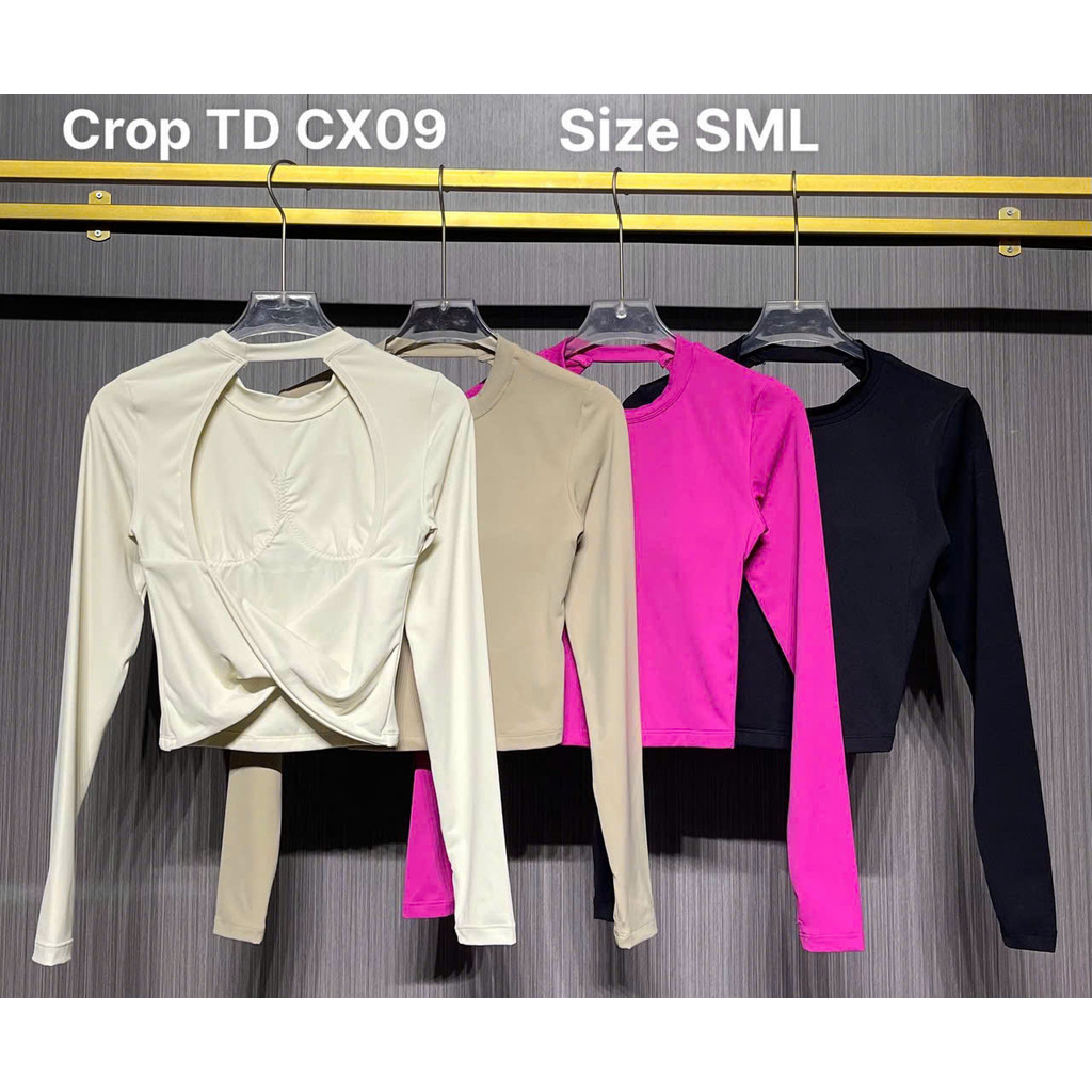 Áo croptop tay dài CX09 thời trang nữ tập gym, yoga, aerobic, zumba, pickleball thể thao 2Tsport
