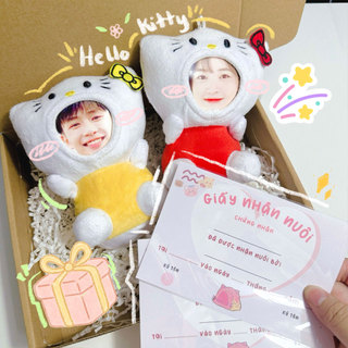  GẤU BÔNG IN ẢNH gấu ghép mặt quà tặng cặp đôi bạn thân gia đình siêu cute 