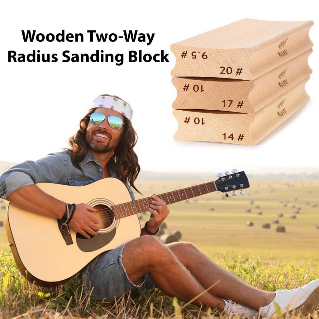 WOTAO Guitar Radius Sanding Block Gỗ Hai Chiều Cho Fret Leveling Fingerboard Beam Luthier Tool với 2