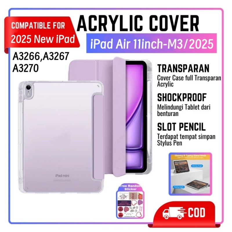 Ốp Lưng Cho iPad Air 11 inch M3 2025 Có Khe Cắm Bút Bảo Vệ Từ Tính Cho iPad Air 11 "Ốp Lưng Trong Su