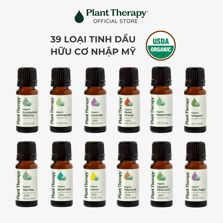 Tinh dầu hữu cơ Plant Therapy - Organic essential oil, Lavender Peppermint Lemongrass Eucalyptus Tea