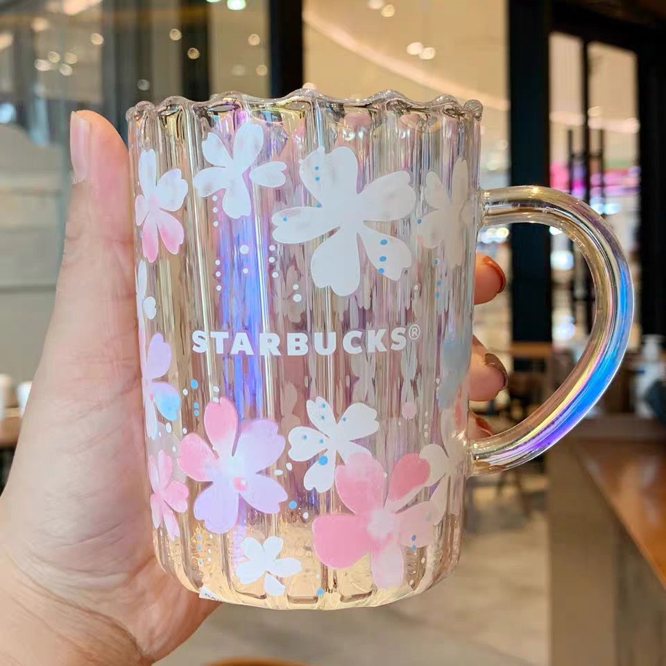 ★Ins Cốc Nước Starbucks Ngoại Thương Aurora Cup Starbucks Cherry Blossom Cup Mạ Điện Hoa Anh Đào Aur