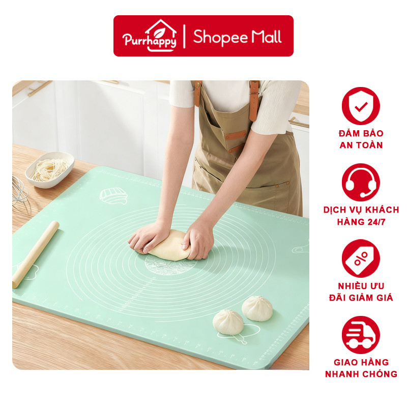 Purrhappy-Tấm nhào bột silicone,Thảm làm bánh ngọt silicon,Dễ Vệ Sinh Dùng Cho Gia Đình, Tiệm Bánh