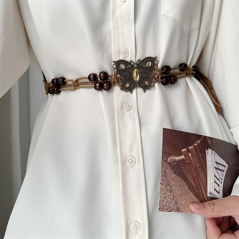 Dây thắt lưng bướm Dây thắt lưng Bohemian Thắt lưng Retro Dân tộc Handmade Thắt lưng dệt thông thườn