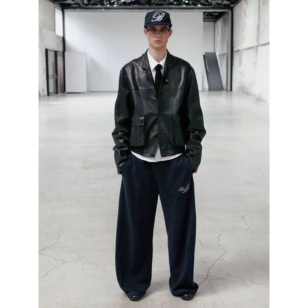 Badblood Embroidered Letter Elastic Waist Sweatpants Casual Wide-Leg Sports Joggers Scimitar Pants f