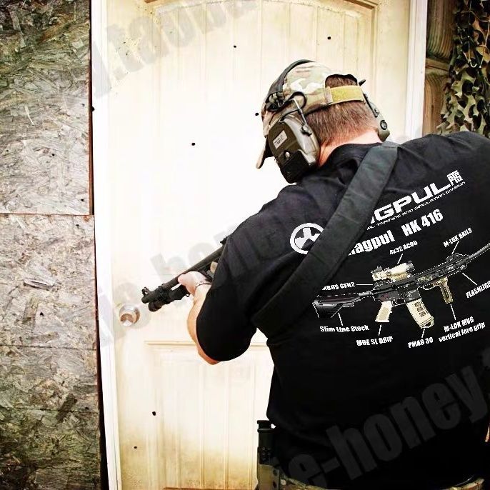 Áo Thun Tay Ngắn Nam Hình Súng HK416, Phù Hợp Huấn Luyện Và Ngoài Trời