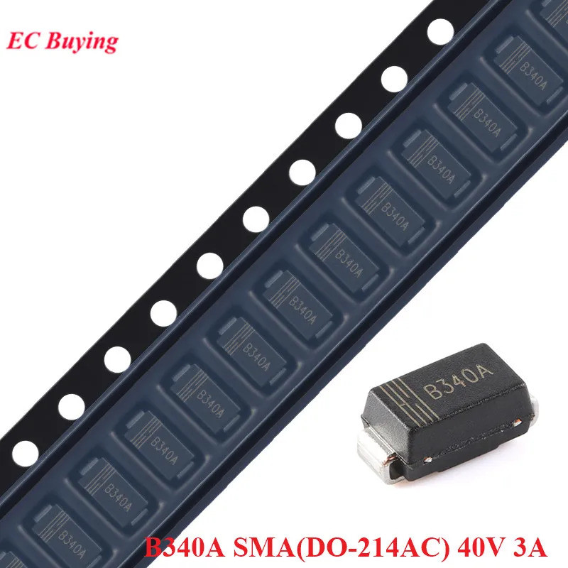 100 Cái / 10 Chiếc B340A 3.0A B340 40V 3A SMA DO-214AC Schottky Diode Diodo Barrier Chỉnh Lưu