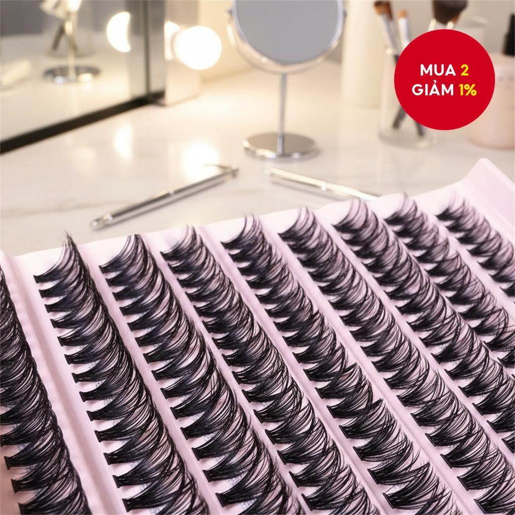 200 cụm mi giả lông chồn 40D, cong tự nhiên D, nối mi DIY tái sử dụng