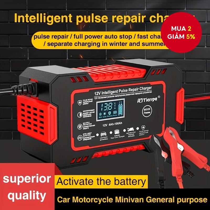 Bộ sạc pin ô tô thông minh 12V Bộ bảo trì 4Ah-100Ah với mức bồi thường nhiệt độ