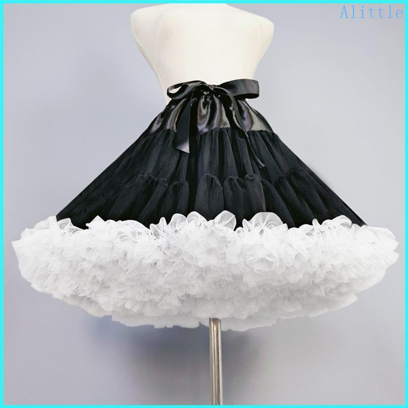 Alia Nữ Gothic Váy Crinoline Đen Petticoat Vintage Đảng Underskirt