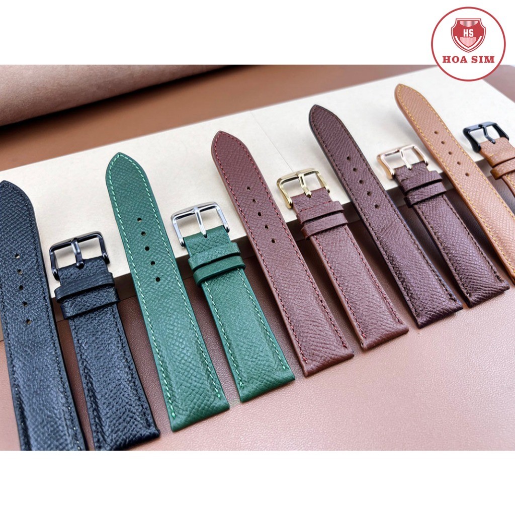 {Size lẻ 10 13 15 17 19 21mm}Dây đồng hồ da bò thật vân Epsom BO-60 cao cấp