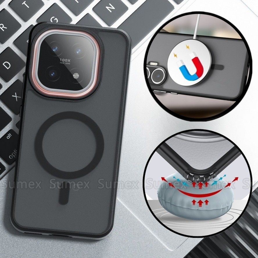 Ốp Điện Thoại Vòng Sạc Từ Tính Cho iQOO 15 5G Chất Lượng Tốt Chống Sốc Mờ Vỏ TPU Mềm Khung Cứng PC V