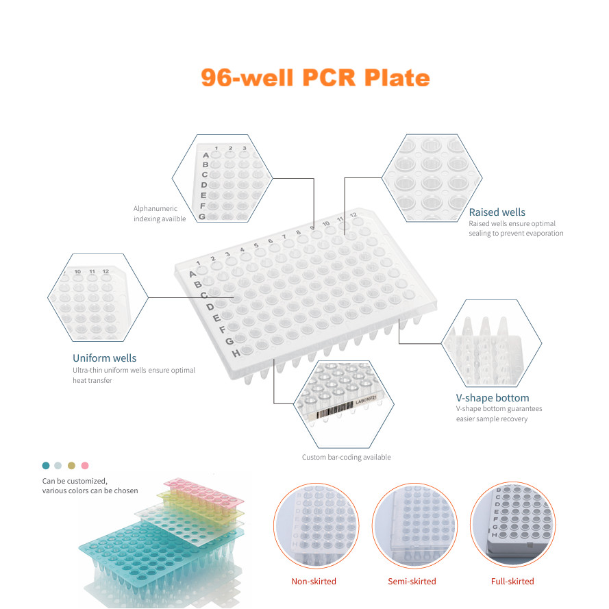 Đĩa PCR 96-well 0.1ml, 10 cái/túi, PCR Plate Full-Skirted, DNase/RNase-free, Labselect LAB TEKCO 090