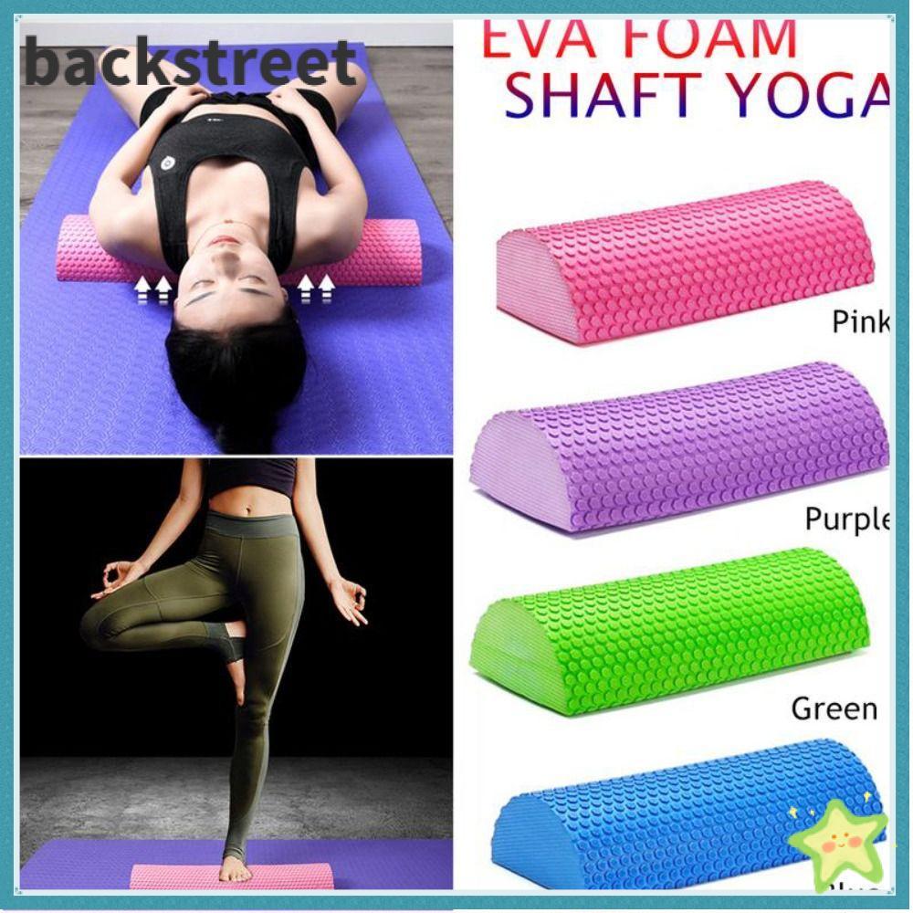 BACKSTRETDV Yoga Pilates Roller, Blue Purple Pink Green Half Round EVA Massage Foam Roller, EVA Mass