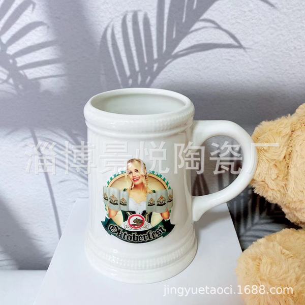 gift ceramic cups cute ceramic cups In Họa Tiết Lễ Hội Bia 0.5L Cốc Dung Tích Lớn Vẽ Bia Gốm Cốc Cố 