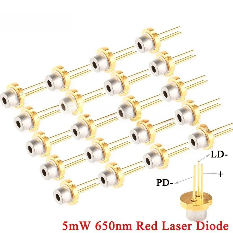 100 Cái / 1 5mW 650nm Màu Đỏ Laser Diode Cảm Biến Mô Đun Laser 650NM Điốt TO-18 DIY 5MW 2.2-2.4V LED