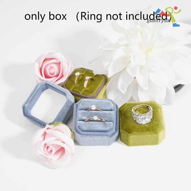 [HA] 1 Hộp Nhẫn Nhung Đôi Hộp Nhẫn Có Nắp Có Thể Tháo Rời 2 Khe Hình Bát Giác Nhẫn Giá Đỡ Để Đính Hô