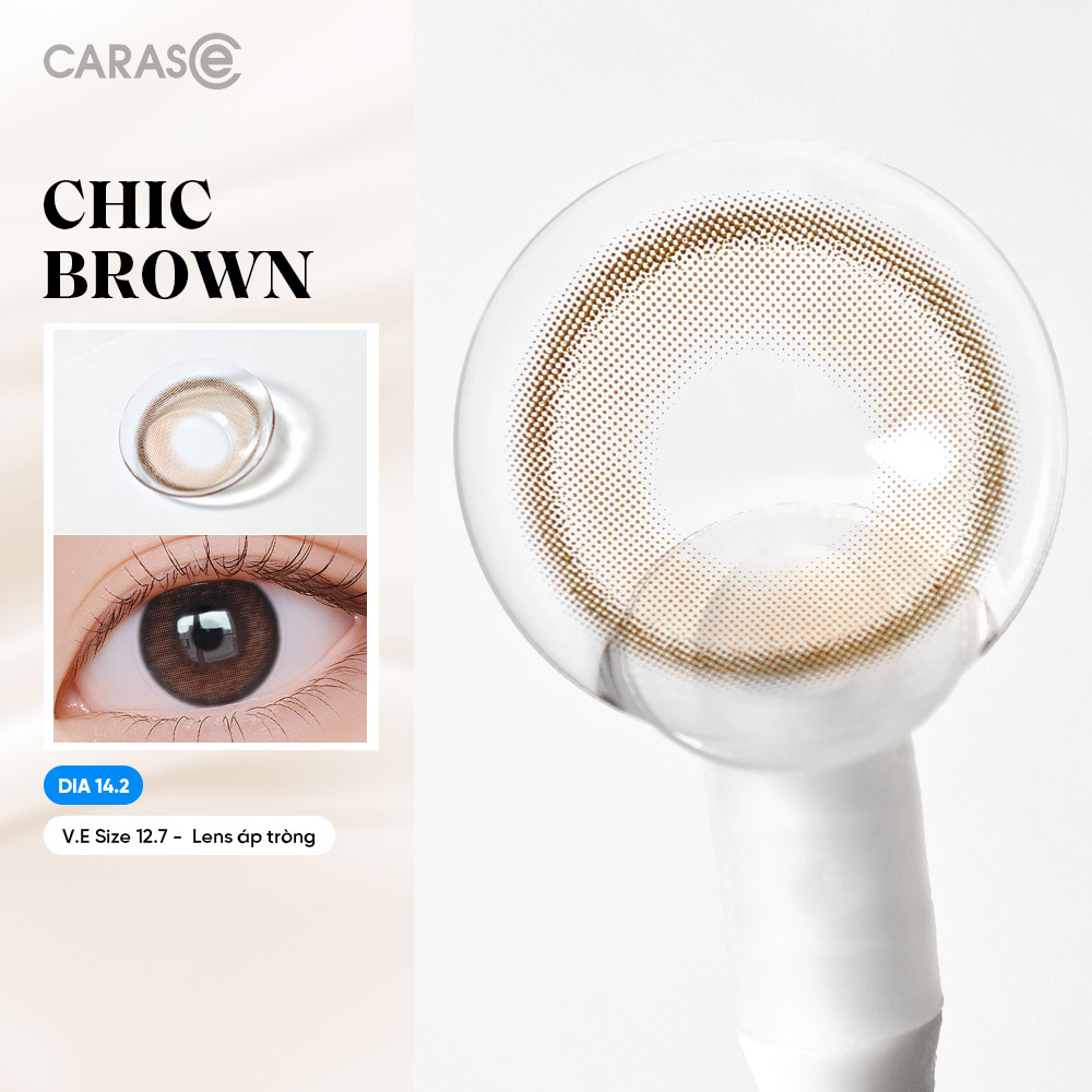 Lens Cận CARASE 1 chiếc 8H 3 Tháng CHIC BROWN Màu Nâu Xám Thanh Lịch  - 1 bên mắt
