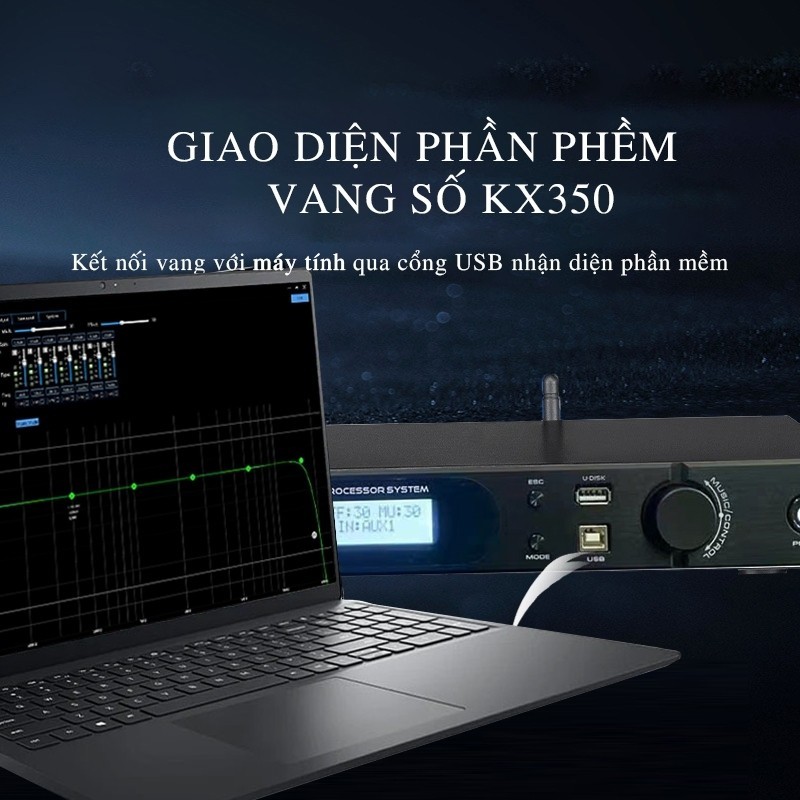 Vang số JBI KX350 Model 2025 Sẵn Phần Mềm, Tích hợp EQ Số Cấp Chống Hú + Echo Sử Dụng Chip DSP - Vin