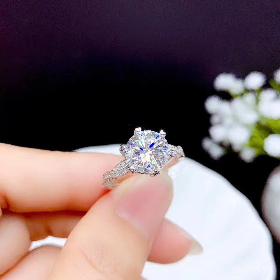 Nhẫn Moissanite Hearts on Fire 8 Cạnh 2 Carat, Nữ, Nhập Khẩu Từ Mỹ
