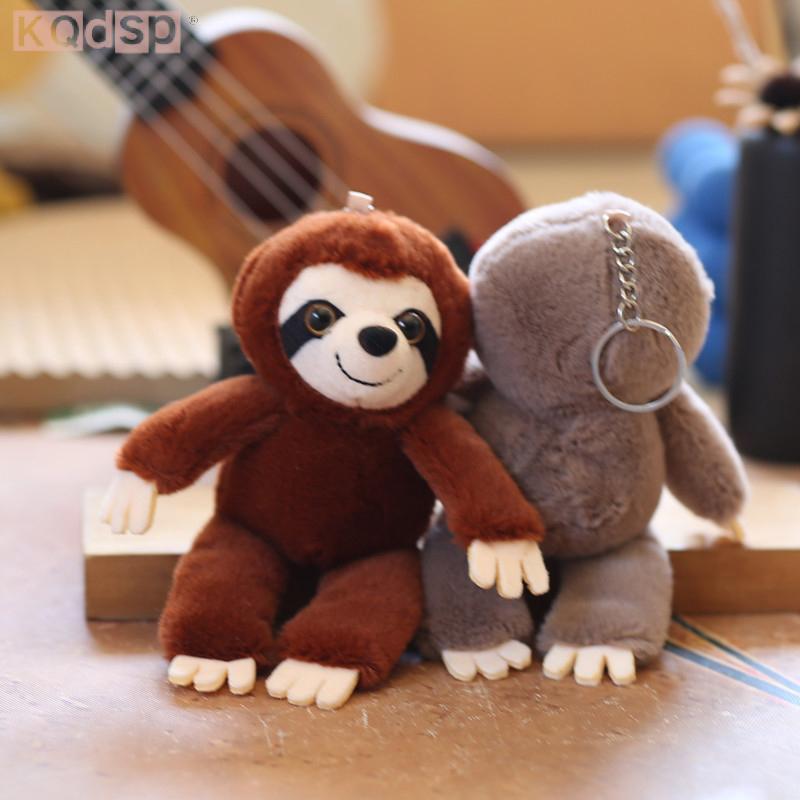 KQdsp Sloth Đôi Mắt Lớn Mặt Dây Chuyền Nhỏ Móc Khóa Kẹp Nhồi Bông Sang Trọng Động Vật Búp Bê Xám Slo