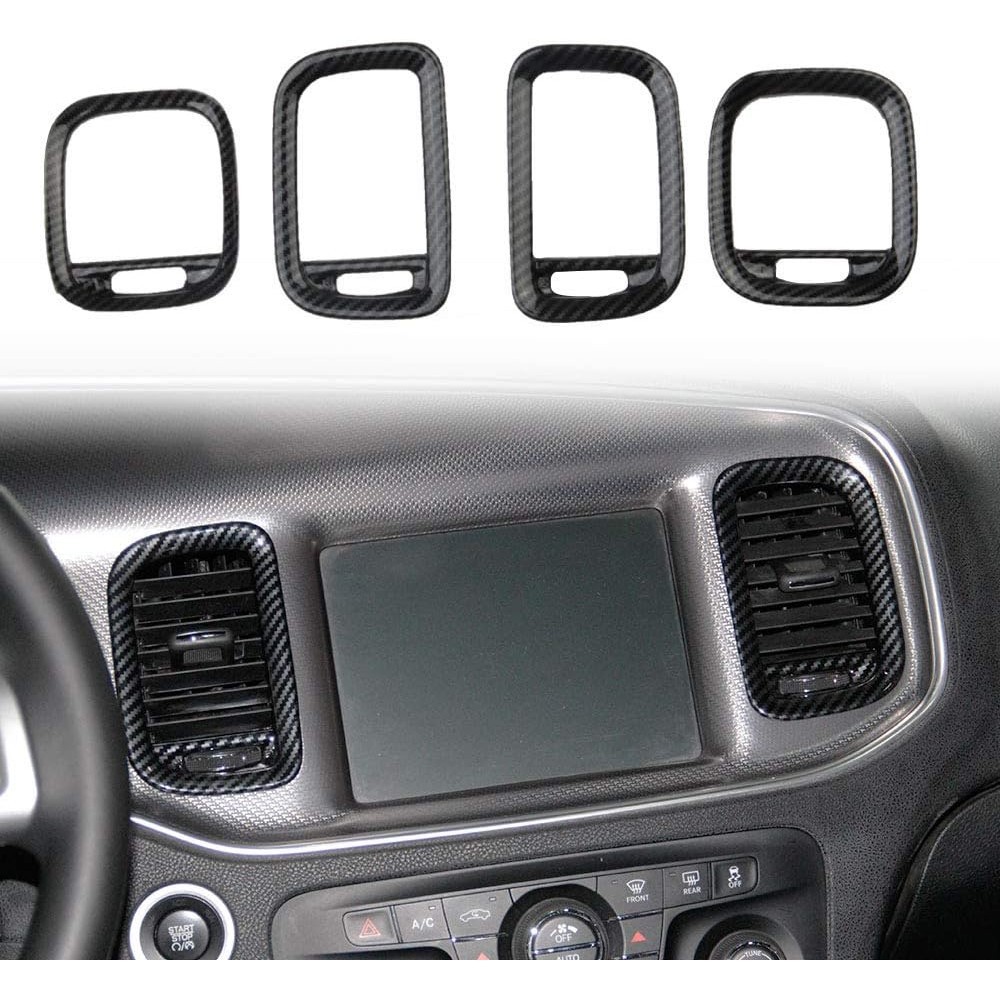 Crosselec Sợi Carbon Air Vent Cover AC Outlet Trim kit cho Dodge Charger 2011-2014