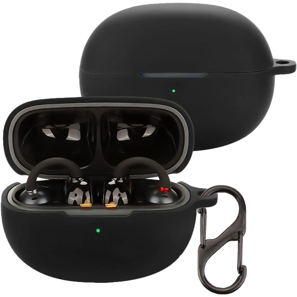 Dành cho EarFun Clip Hộp đựng tai nghe mở, Vỏ bảo vệ chống sốc bằng silicon mềm có Carabiner cho tai