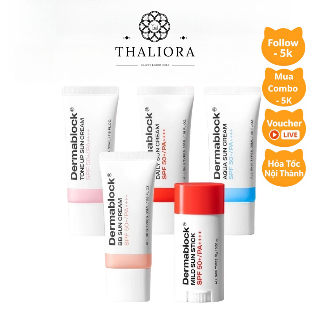Kem Chống Nắng Dermablock SPF50+ PA++++ Giúp Chống Nắng Và Nâng Tone Cho Mọi Loại Da 35ml