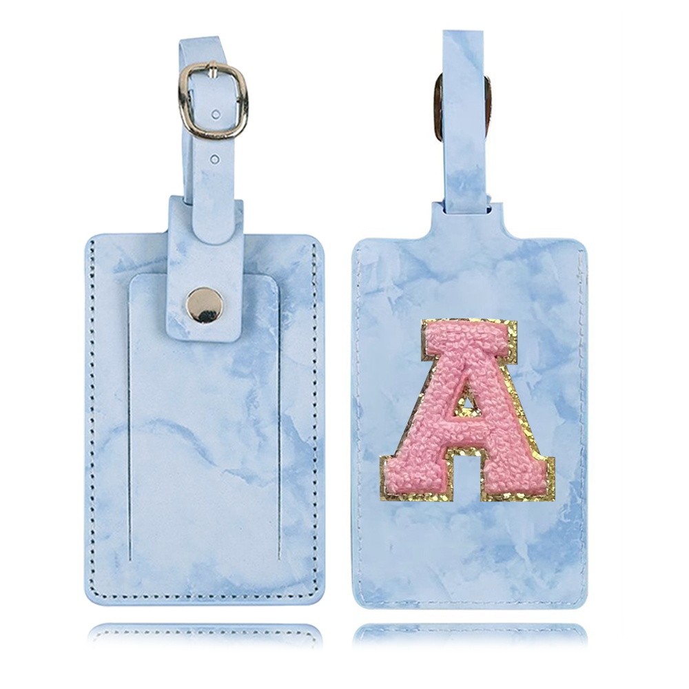 Nhãn koper Xanh da trời thông tin thẻ hành lý kiểm tra chống mất hộp hành lý nhận dạng tấm PInk thêu