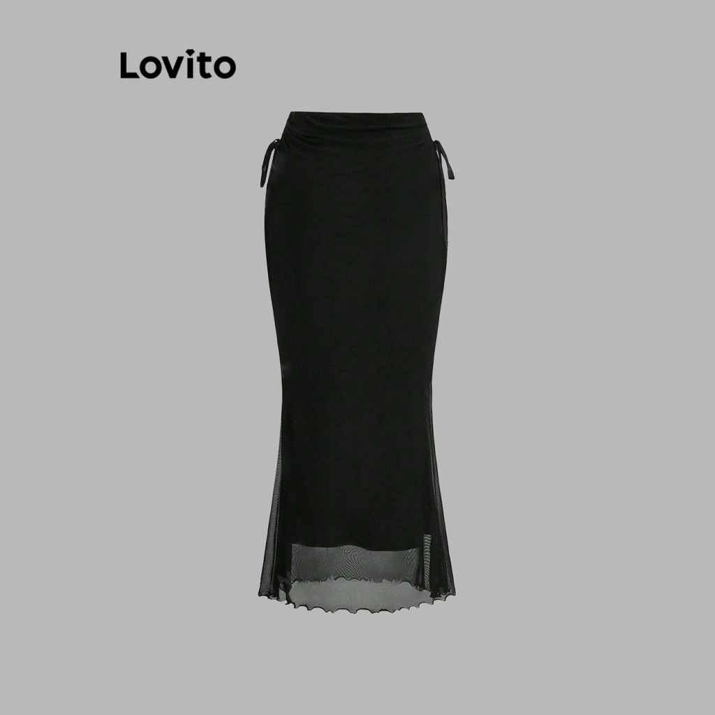 Lovito Váy giản dị Váy nàng tiên cá ren trơn dành cho nữ L102AD267