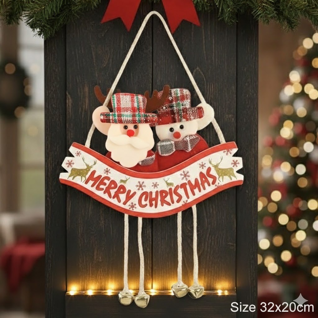 Bảng treo cửa Noel, Giáng Sinh trang trí cửa hàng, quán cafe, văn phòng, lớp học hoạ tiết Noel K232