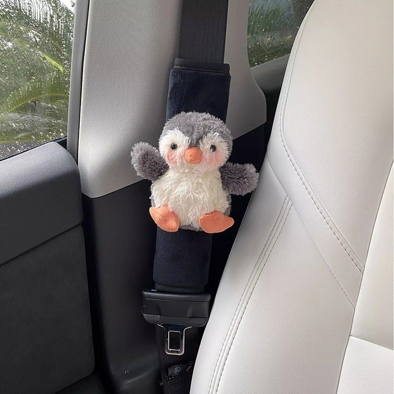 Peanut Penguin Car Safety Belt Shoulder Pad Cover Car Decoration Cute Plush Doll New Car Gift for Gi