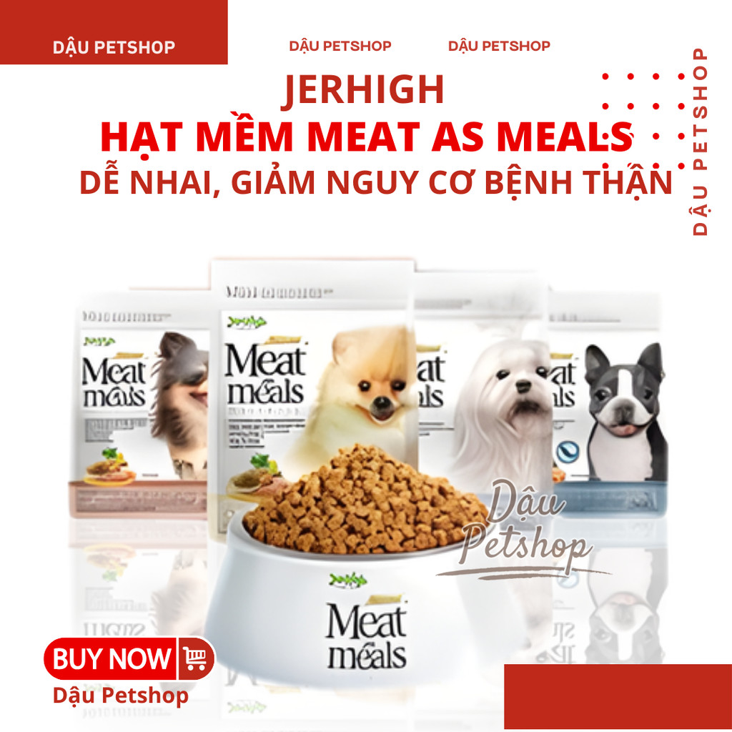 🍖[Chính hãng] Hạt Mềm JerHigh Meat As Meals Dễ Nhai, Chó Biếng Ăn Cũng Thích – Bổ Sung Omega🍖