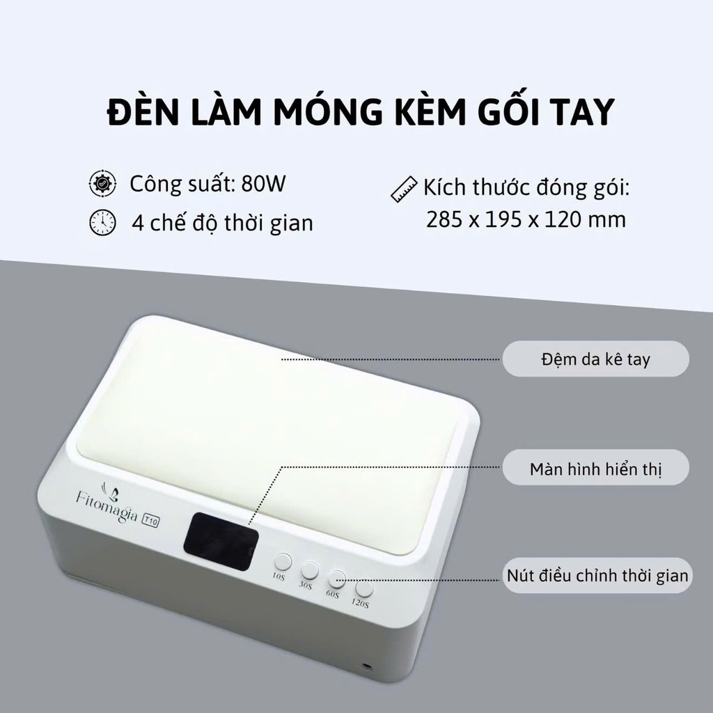 Máy hơ gel T10 FITOMAGIA, công suất 80W 60 bóng LED - làm móng học nail