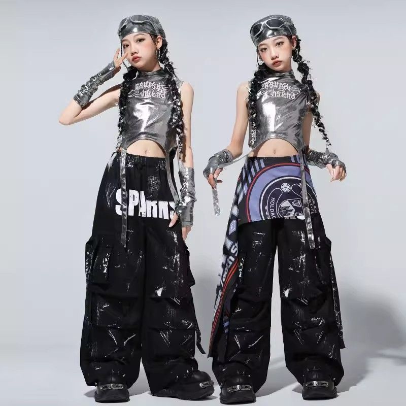 Street Dance Jazz Dance Bé Gái Trang Phục Da Sáng Áo Thời Trang Trẻ Em Jazz Dance Performance Quần Á