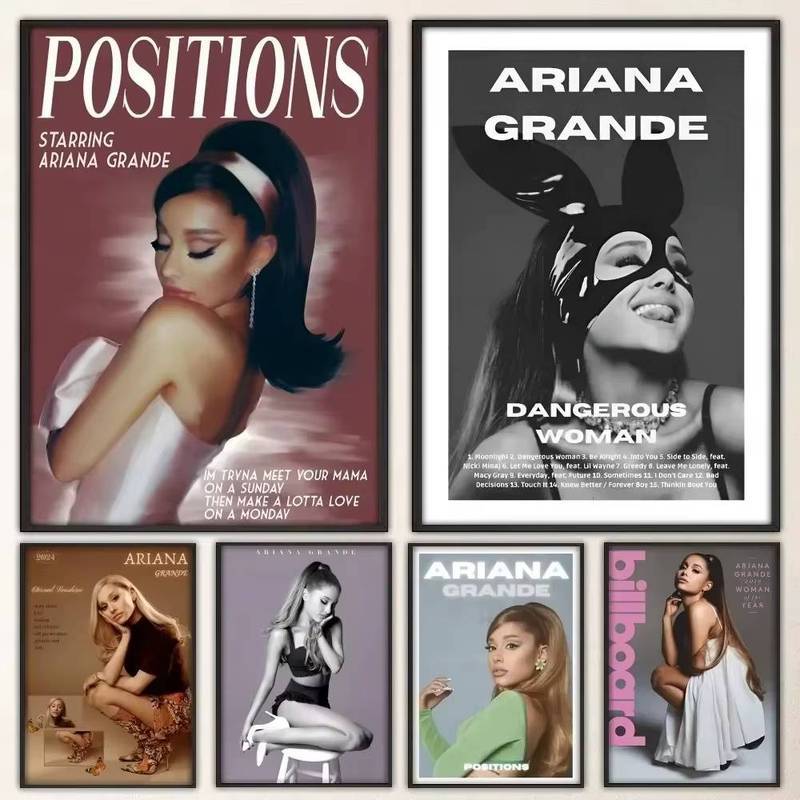 Vintage Ariana Grande Âm Nhạc Ngôi Sao Nhạc Pop Ca Sĩ Thẩm Mỹ Nghệ Thuật Nhà Trang Trí Tường Canvas 