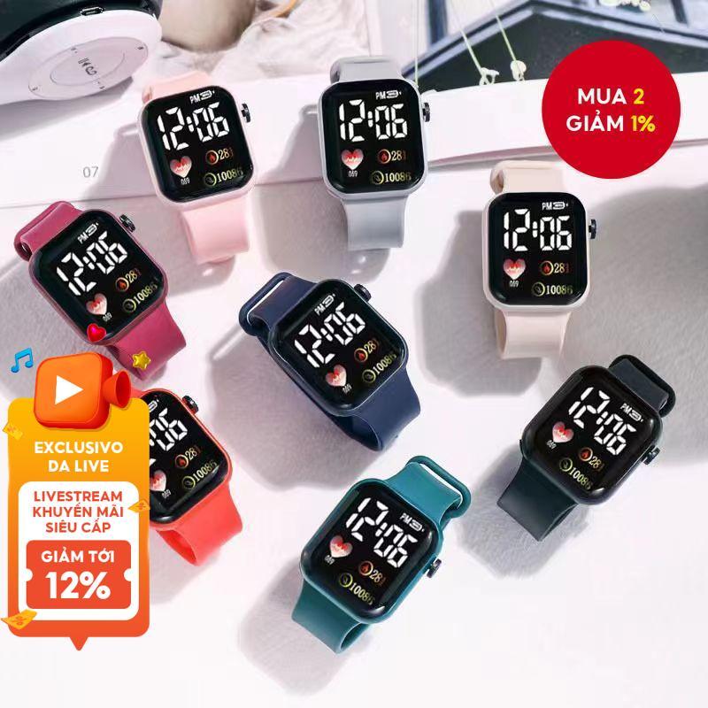 Đồng hồ hiển thị kỹ thuật số LED siêu mỏng thời trang tối giản Hàn Quốc Unisex Đen Xanh Hồng Tùy chọn