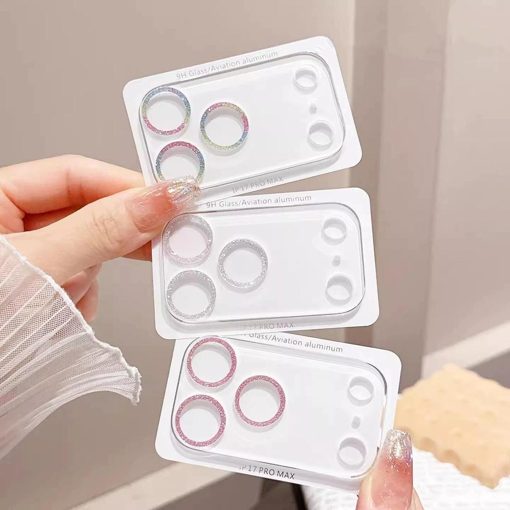 Ốp Điện Thoại Kính Cường Lực 9H Kim Tuyến 9H Cho iPhone 17 16 15 pro max 14 Pro Max 12 13 11 Pro Max