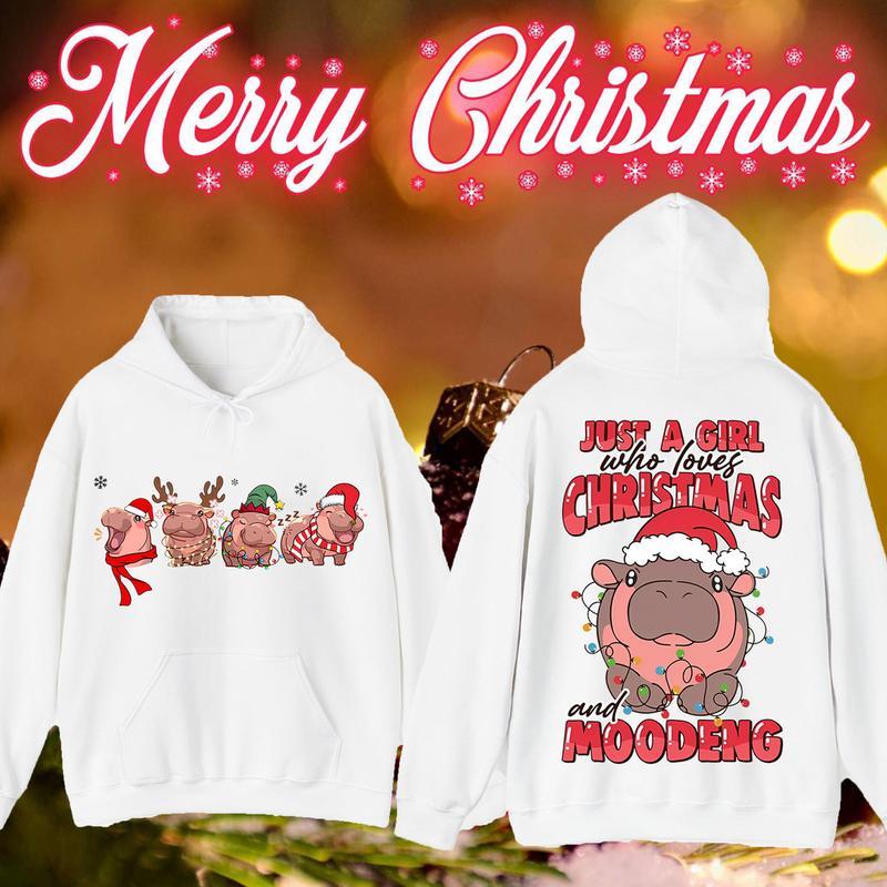 Áo hoodie Giáng sinh Moodeng Áo len Hippo mới cho