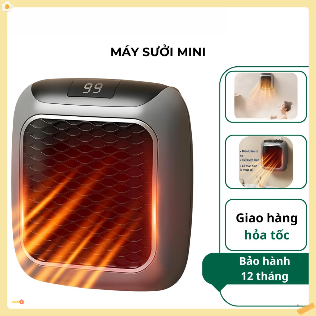 Máy sưởi mini gắn tường 800W, quạt sưởi ấm mùa đông làm ấm nhanh chóng cách nhiệt 
