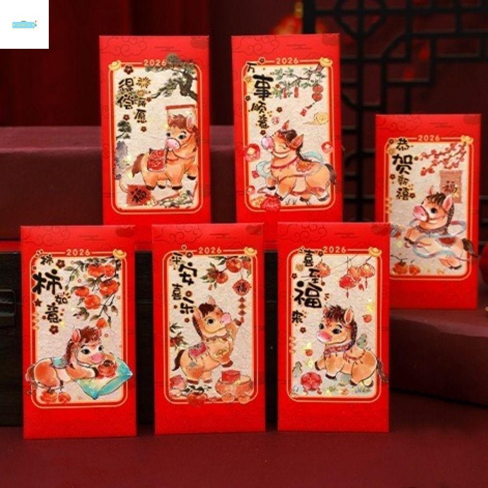 bao lì xì tết 2026 bao lixi độc lạ 6 Túi Đựng Tiền May Mắn Giấy Hongbao Tết Nguyên Đán