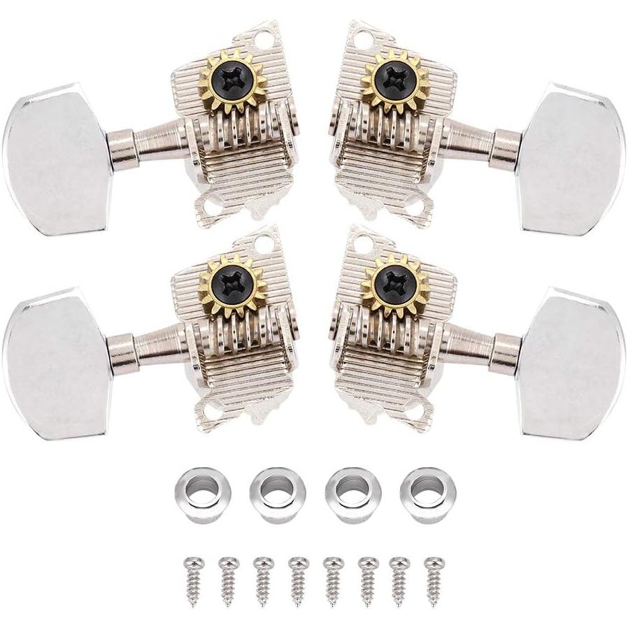 Bnineteenteam 2L2R Ukulele Tuning Peg,Silver Classical Machine Head Ukulele DIY Parts with Mounting 