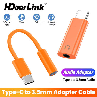 HdoorLink Loại C Sang 3.5 Mm Aux Adapter USB C Nam Sang 3.5 Mm Jack Nữ Cáp Âm Thanh Chuyển Đổi Cho Điện Thoại Di Động IOS 17 16 15