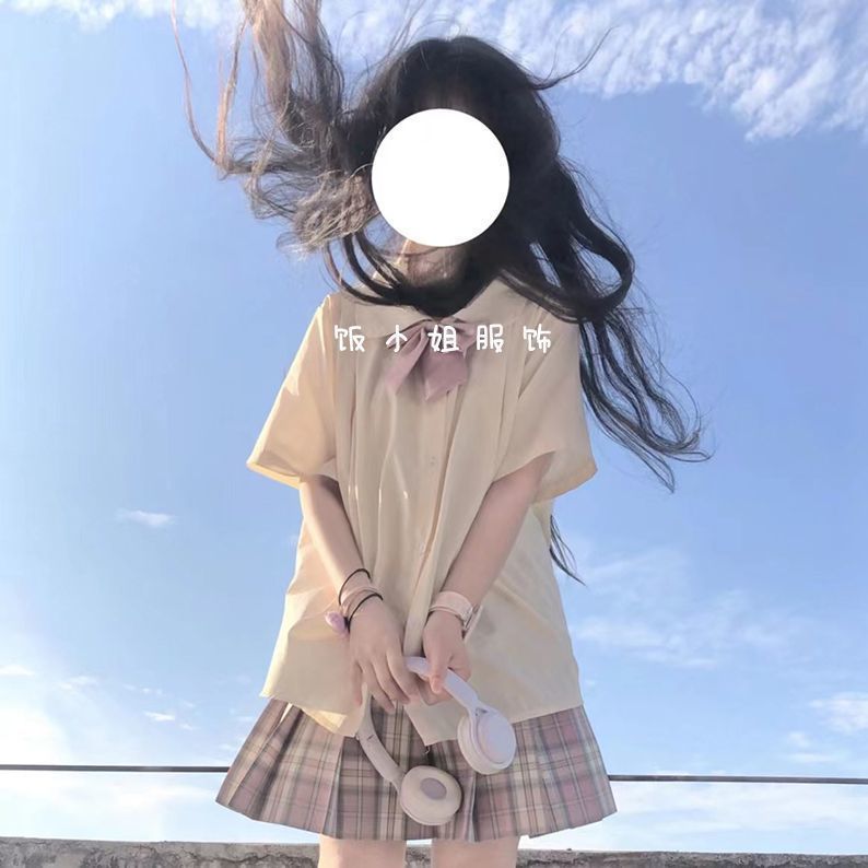 JK Outfit Nữ Style Nhật Bản Preppy, cổ áo sơ mi và váy xếp ly, phù hợp mùa xuân-hè ngọt ngào