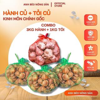 COMBO 3kg Hành Củ + 1Kg Tỏi Củ Kinh Môn - Thơm - Nồng - Đậm Vị