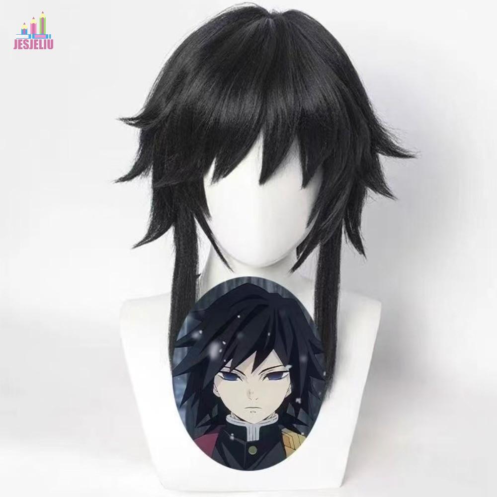 JESJELIU Wig cosplay Tomioka Giyuu, anime Kimetsu no Yaiba, phù hợp Demon Slayer - Phụ kiện tóc lông