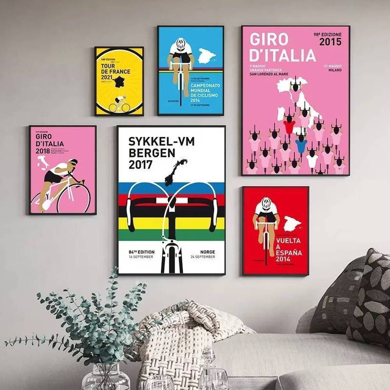 Thể thao Pháp Global Cycling Tour Poster Art Print - Đi xe đạp GymStadium Canvas Painting, Road Worl