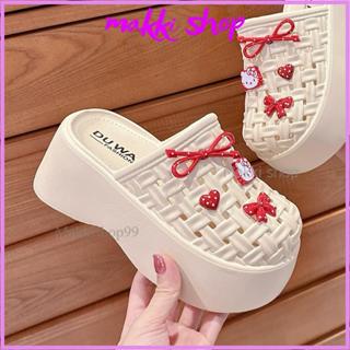  Dép sục siêu nhẹ gắn nơ đế cao 7cm Sục rọ chất đúc cao su siêu nhẹ đi nước đi mưa thoải mái 