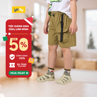  🎄 SALE 60% 🎄  Quần Short Trẻ Em YODY Quần bé trai Túi Hộp Chất Vải Gió Mềm  BKCS25S010 